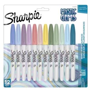 Sharpie 12 Pack Mystic Gem Fine Point 12 Colors Permanent Markers Dry Quickly
